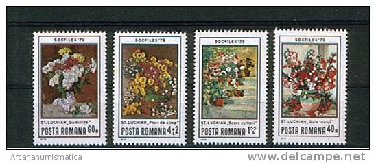 ROMANIA/RUMANIA  1.979  Y&t 3187/90  Serie Completa  FLORES/FLOWERS   SDL-51 - Verzamelingen
