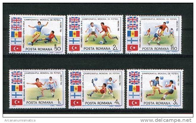 ROMANIA/RUMANIA  1.985  Y&t 3619/24  Serie Completa  MUNDIAL DE FUTBOL 86   SDL-62 - Lotes & Colecciones