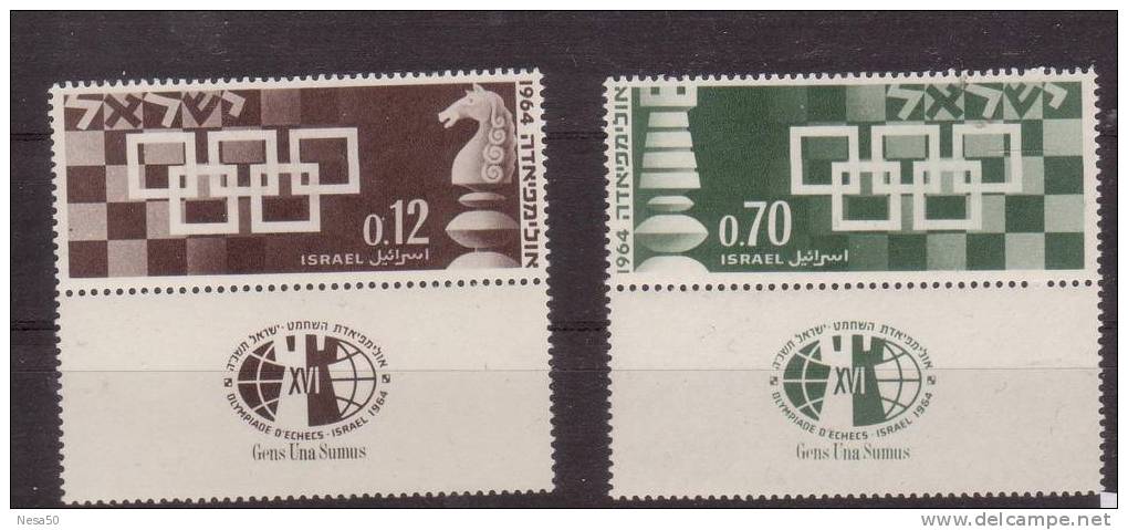 Israel: 1964 Mi 312-313 Mint Schaken, Chess - Nuovi (con Tab)