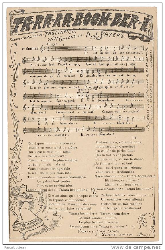 CPA "TA-RA-RA-BOOM-DE-É" - Partition Et Paroles - Tagliafico / Sayers - Music And Musicians