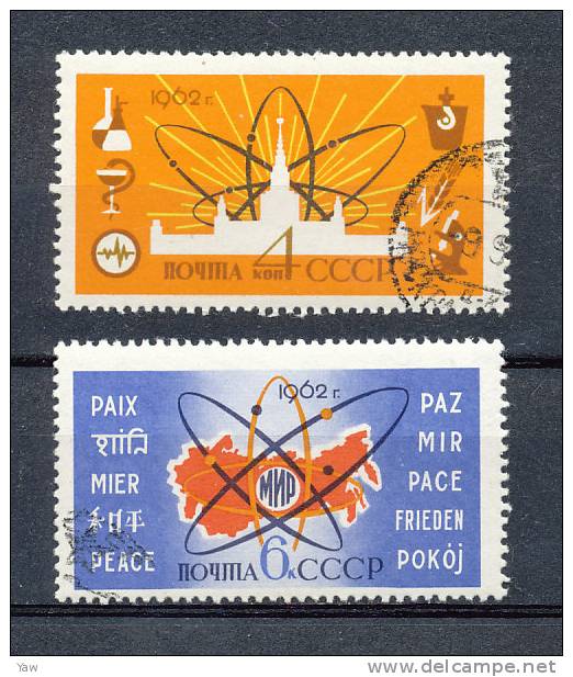 RUSSIA 1962  L´ATOMO E LA PACE. SERIE 2 VALORI COMPLETA USATA - Atomo