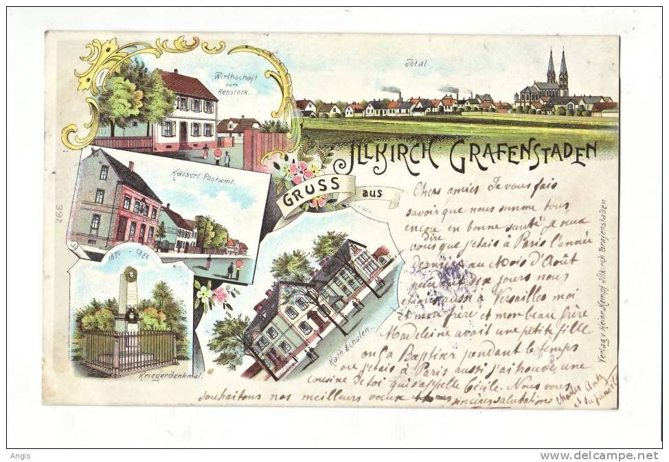 CPA---67---HILKIRCH  GRAFENSTADEN------- GRUSS AUS  HILKIRCH GRAFENSTADEN---LITHO - Benfeld