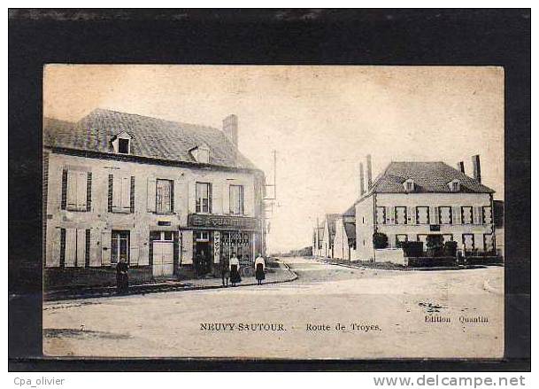 89 NEUVY SAUTOUR Route De Troyes, Animée, Tabac Quantin, Ed Quantin, 192? - Neuvy Sautour