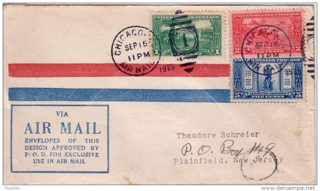 ETATS UNIS-LETTRE AERIENNE POUR LE NEW JERSEY 1925 - 1c. 1918-1940 Lettres