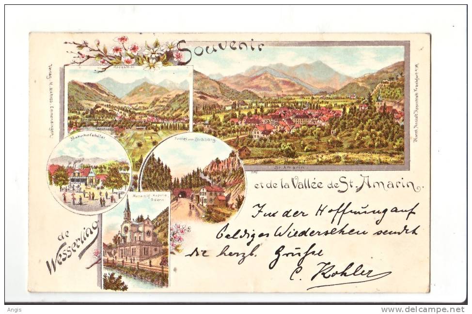 CPA---67-----WESSERLING----SAINT AMARIN-----SOUVENIR------LITHO - Saint Amarin