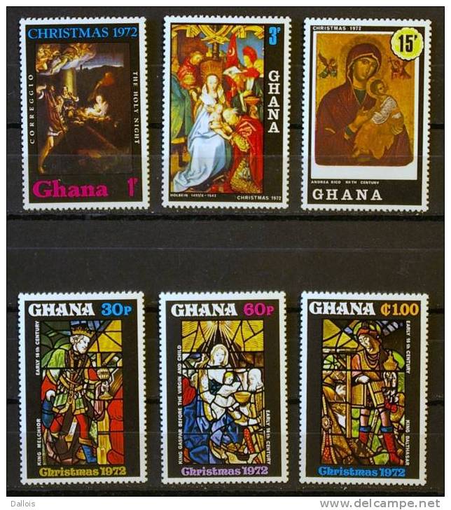 Ghana - 1972 - Tableaux Et Vitraux - Paintings And Glass Windows - Noel - Christmas - Neufs - Glas & Fenster