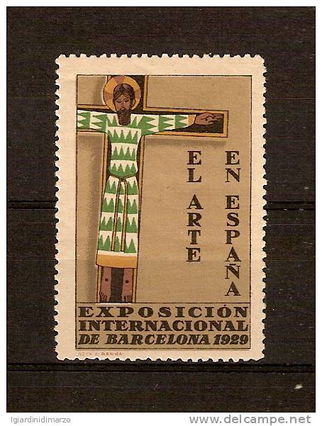 ERINNOFILIA - SPAGNA 1929 - VIGNETTA DEDICATA ALLA ESPOSIZIONE INTERNAZIONALE DI BARCELLONA - NUOVA CON GOMMA - DC1615.. - Erinnofilia