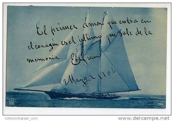 SHIP BOAT POSTCARD Ca 1900 "Deft Holland" Sail Boat Photo Postcard - Paquebote