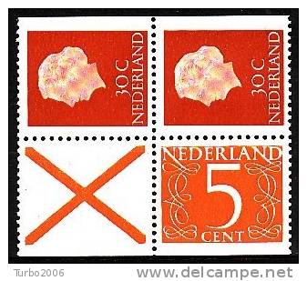 1972 PZB 11 Cominatie NVPH 66F Fosforescerend Papier (2 X 30 + 1 X 5 Cent + Kruis) Postfris - Carnets Et Roulettes