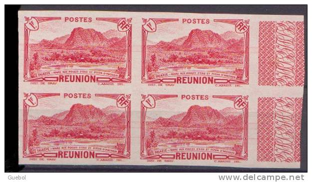 Réunion N° 140,Aa ** X4 BdF - Vue -> Salazie, Mare Aux Poules D'eau Et Piton D'Auchain 1 Fr. Non Dentelé - Unused Stamps