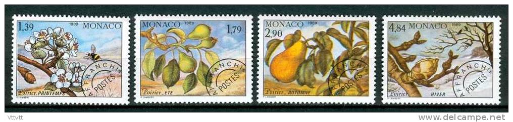 MONACO, 1989) : Préoblitérés N° 102**, 103**, 104**, 105** (Yvert Et T.), Les Quatre Saisons Du Poirier, Arbre Fruitier - Voorafgestempeld