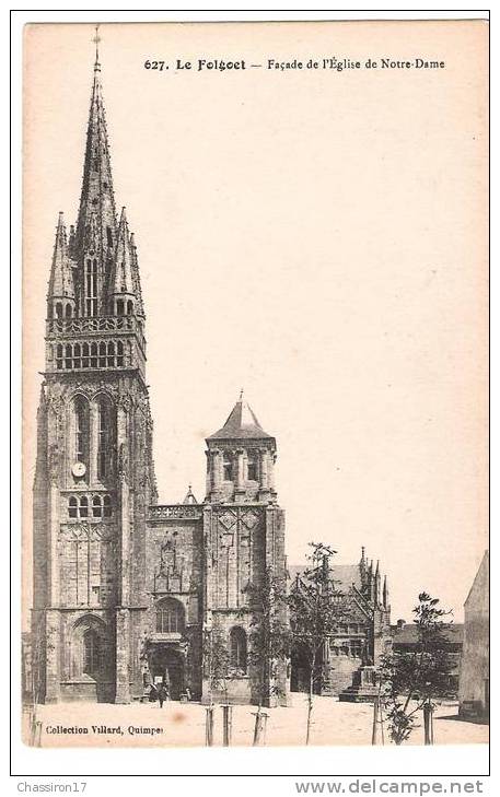 29  - LE FOLGOET -  Façade De L´Eglise De Notre Dame - Historique Au Dos - Le Folgoët