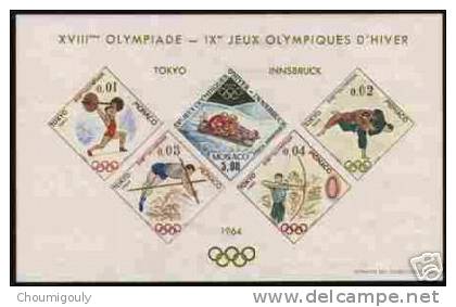 MONACO BLOC FEUILLET JEUX OLYMPIQUES DE TOKYO 1964, NEUF Xx LUXE, RARE !!!!! - Pesistica