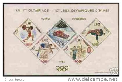 MONACO BLOC FEUILLET JEUX OLYMPIQUES DE TOKYO 1964, NEUF Xx LUXE, RARE !!!!! - Zonder Classificatie