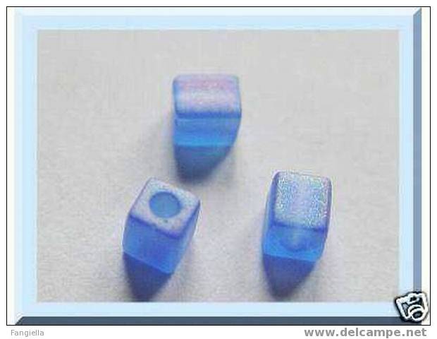 Lot De 20 Perles Miyuki Cubes Matte Sapphire Transparent AB 4mm - Perles