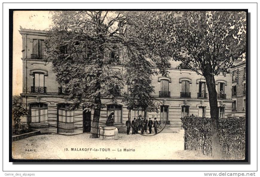 92 MALAKOFF-La-Tour, La Mairie, Animée, Ed FF Paris -19-, Voyagé En 1924, Plis Inf.G. - Malakoff