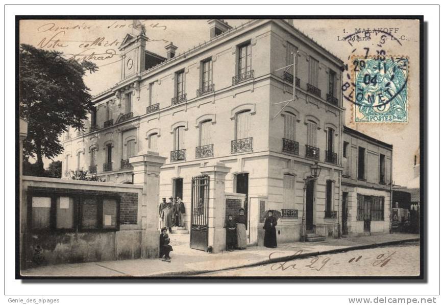 92 MALAKOFF,  La Mairie, Animée, Ed C.L.C. -1- Voyagé En 1904, Dos Divisé - Malakoff