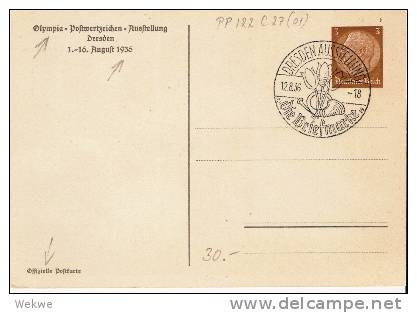 Oy121/  DRITTES REICH -  Olympia-Markenausstellung Dresden 1936, Sonderganzsache - Lettres & Documents