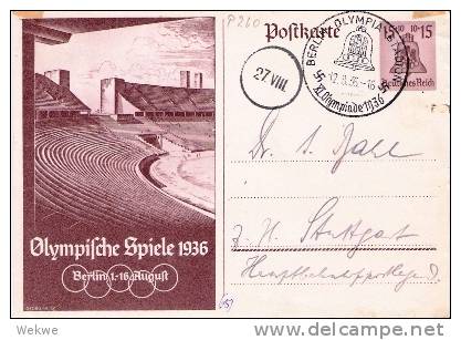 Oy128/ DRITTES REICH -  OLYMPIADE  15 Pfg. GA Spiele Berlin, 1936, Sonderstempe 12.8.36 Sowie 27. VIIIl, Bedarf - Covers & Documents