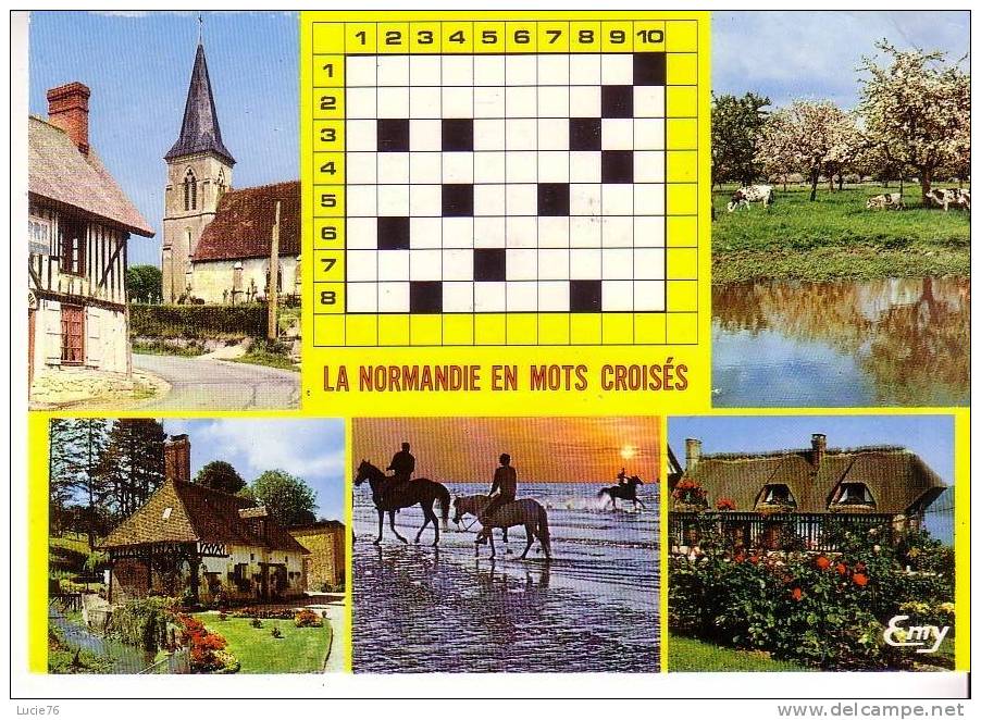 LA NORMANDIE EN MOTS CROISES -   5 Vues Et Grille - Haute-Normandie