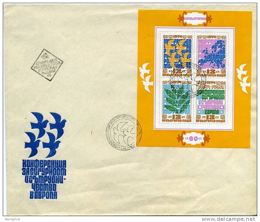 1974 FDC Konfernz über Europaische Sicherheit Und Zusammenarbeit Block 53A - FDC