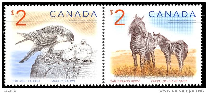 Canada (Scott No.1692a - Faune Timbre Courant / Wildlife Definitive) [**] Se-tenant - Oblitérés