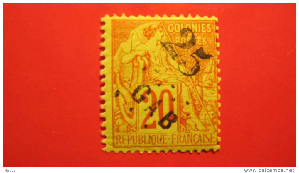 GABON N° 3 (*)    OG-HM   - Gomme Avec Trace Charnière - 25 Sur 20c Brique Sur Vert - Unused Stamps