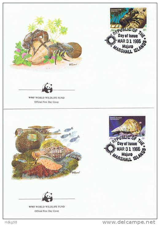 Marshall-Inseln 1986 Mi 73-76 FDC Meeresschnecken Und -muscheln - Marshall