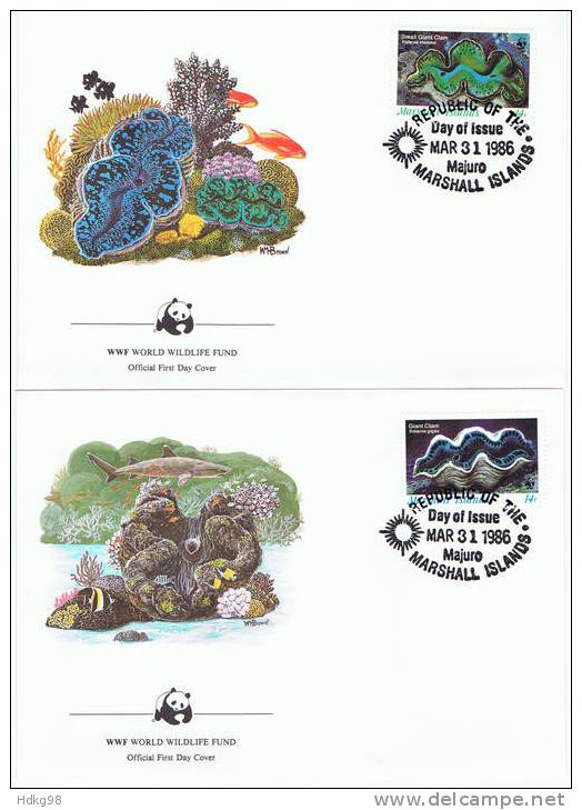 Marshall-Inseln 1986 Mi 73-76 FDC Meeresschnecken Und -muscheln - Marshalleilanden