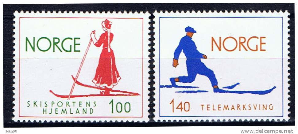 N Norwegen 1975 Mi 695-96** Skilaufen - Unused Stamps