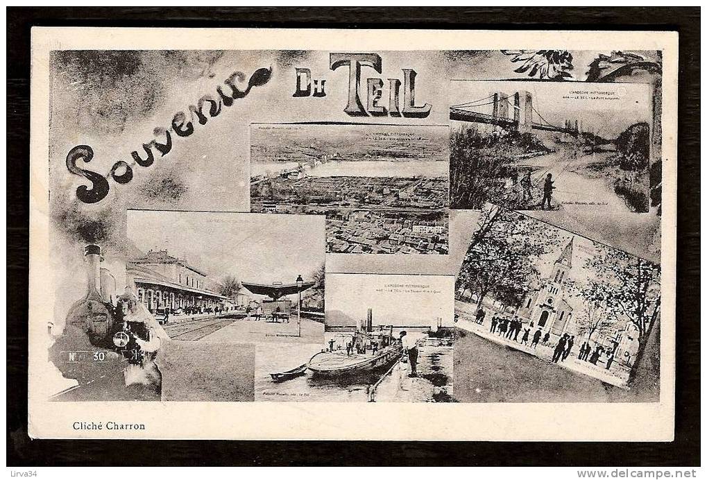 CPA ANCIENNE- FRANCE- LE TEIL (07)-  CARTE SOUVENIR- VUES MULTIPLES AVEC ANIMATION- TRAIN- BATEAU- - Le Teil