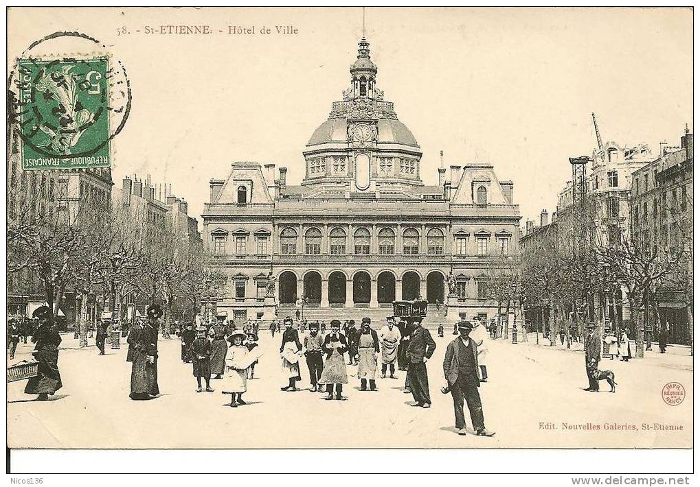 ST. ETIENNE   HOTEL DE VILLE    ( ECRITE EN 1907) - Saint Etienne