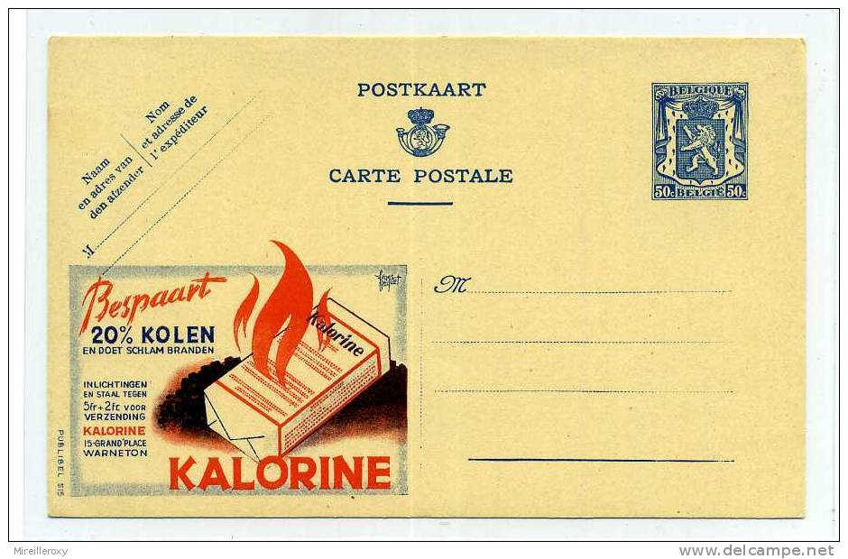 ENERGIE / CHARBON / FEU / KAROLINE / PUBLIBEL 515 / ENTIER POSTAL BELGIQUE / STATIONERY - Autres & Non Classés