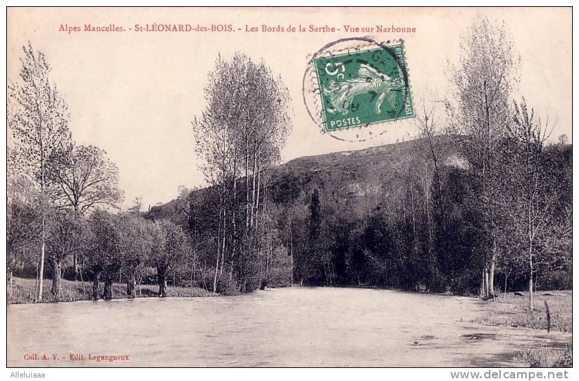 CPA Belle Carte FRANCE ST LEONARD DES BOIS Les Bords De La Sarthe Vue Sur Narbonne - TBE - Saint Leonard Des Bois