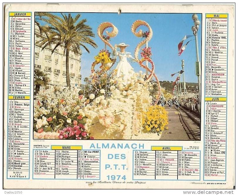 ALMANACH Des PTT 1974 Saone Et Loire Jean Lavigne - Grand Format : 1971-80