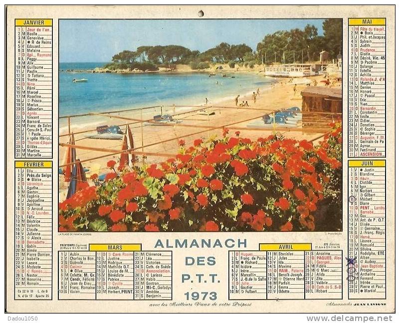 ALMANACH DES PTT Saone Et Loire 1973 J Lavigne - Grand Format : 1971-80