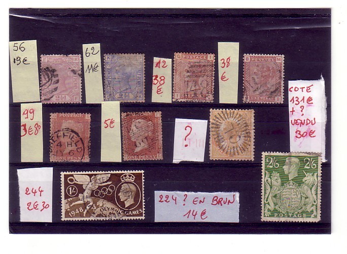 GRANDE BRETAGNE ROYAUME UNI U.K G.B CLASSIQUES ANCIENS TIMBRES STAMP BELLES COTES 131 &euro; + UN TIMBRE A IDENTIFIER CO - Collections