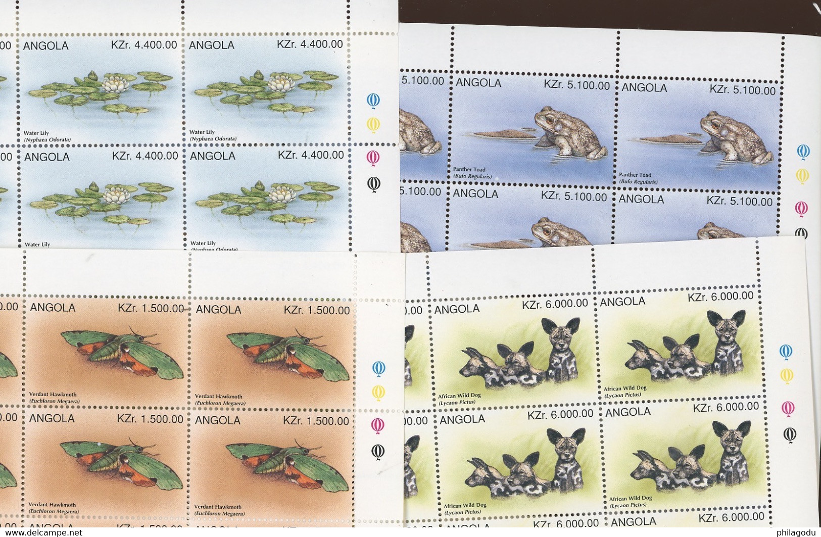 Angola  1996 Wild Dog Frog Yv 1027/30   Michel 1027/30   4 Séries  Cote 2018: 20,- € Grenouille Chien - Angola