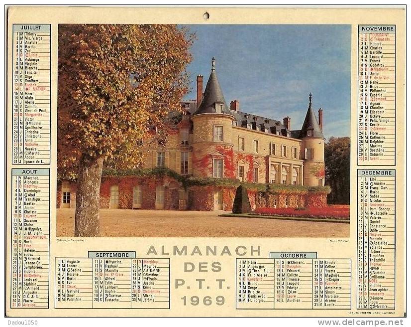 ALMANACH DES PTT Saone Et Loire 1969 J Lavigne - Grand Format : 1971-80