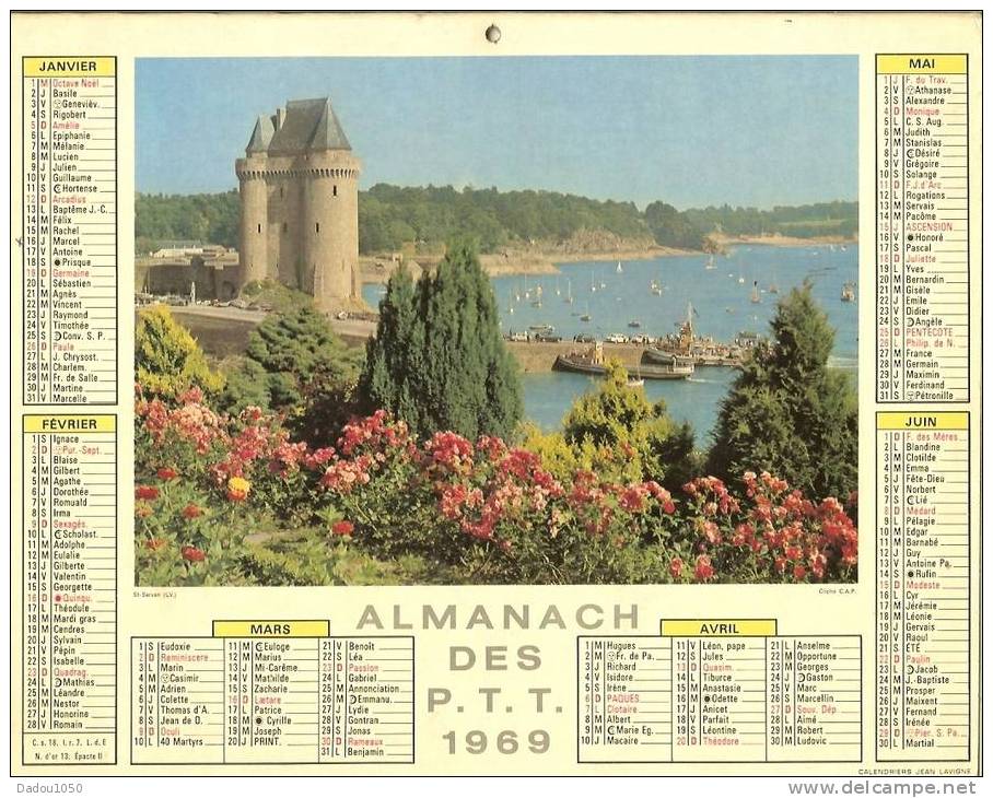 ALMANACH DES PTT Saone Et Loire 1969 J Lavigne - Grand Format : 1971-80