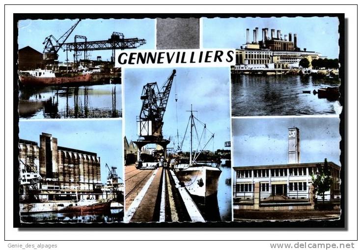 92 GENNEVILLIERS, Multivues, Centrale électrique Et Port De Paris, CPSM 9x14  1968, Carte 1er Jour Flamme - Gennevilliers