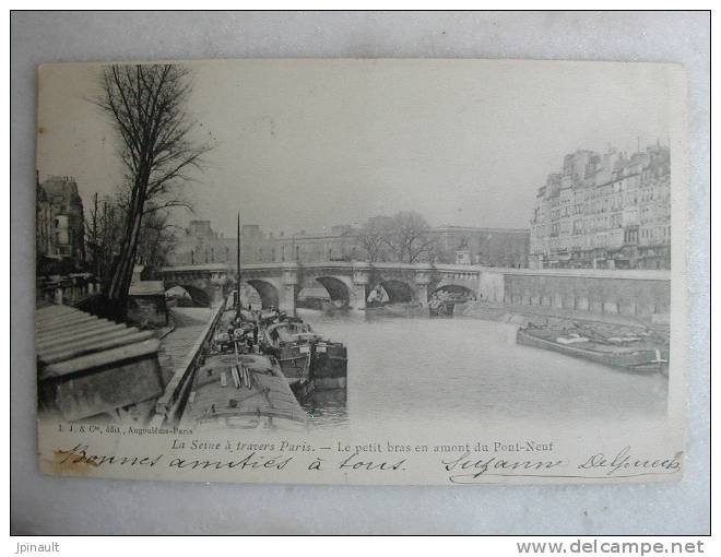 PARIS - La Seine à Travers Paris - Le Petit Bras En Amont Du Pont Neuf (avec Péniches) - La Seine Et Ses Bords