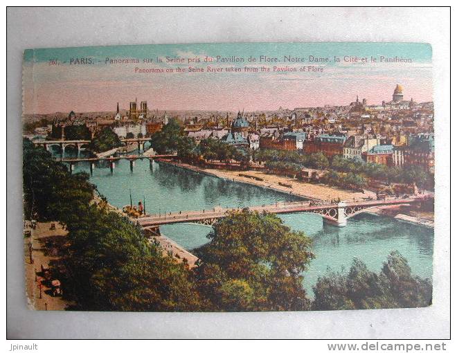 PARIS - Panorama De La Seine Pris Du Pavillon De Flore - Notre Dame, La Cité Et Le Panthéon - La Seine Et Ses Bords