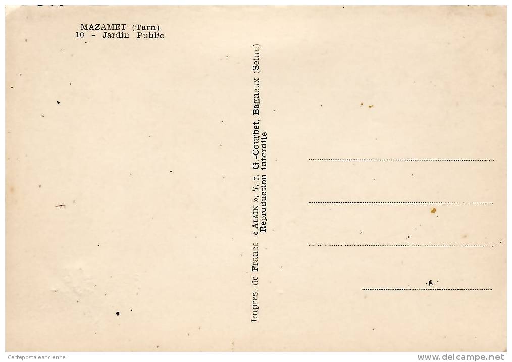 81 MAZAMET JARDIN PUBLIC Circa 1950 Editeur ALAIN N°10 / TARN  /2509A - Mazamet