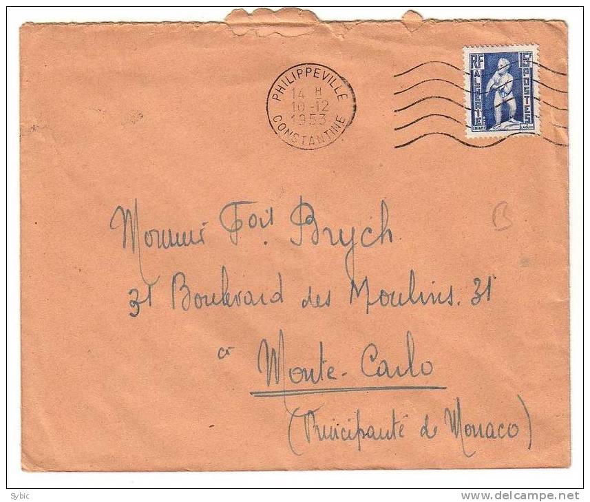 ALGERIE - Lettre Pour Monaco 10/12/1953 - Covers & Documents