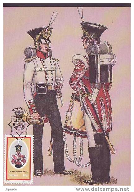 CISKEI  CARTE MAXIMUM NUM.YVERT98 UNIFORMES MILITAIRES - Ciskei