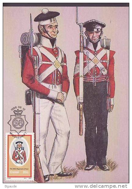 CISKEI  CARTE MAXIMUM NUM.YVERT 99 UNIFORMES MILITAIRES - Ciskei