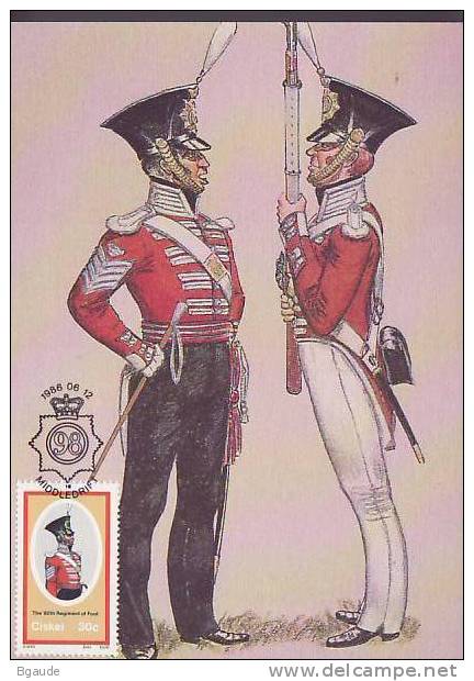 CISKEI  CARTE MAXIMUM NUM.YVERT 101  UNIFORMES MILITAIRES - Ciskei