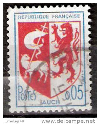 Timbre France Y&T N°1468 (04) Obl.  Armoirie D´Auch.  0.12 F. Bleu Et Rouge. Cote 0,15 € - 1941-66 Coat Of Arms And Heraldry