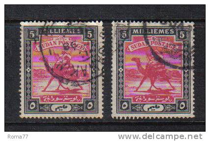 CI734 - SUDAN  1898 , 2 Valori Del N. 12 : Uno Con Leggero Decalco - Sudan (1954-...)